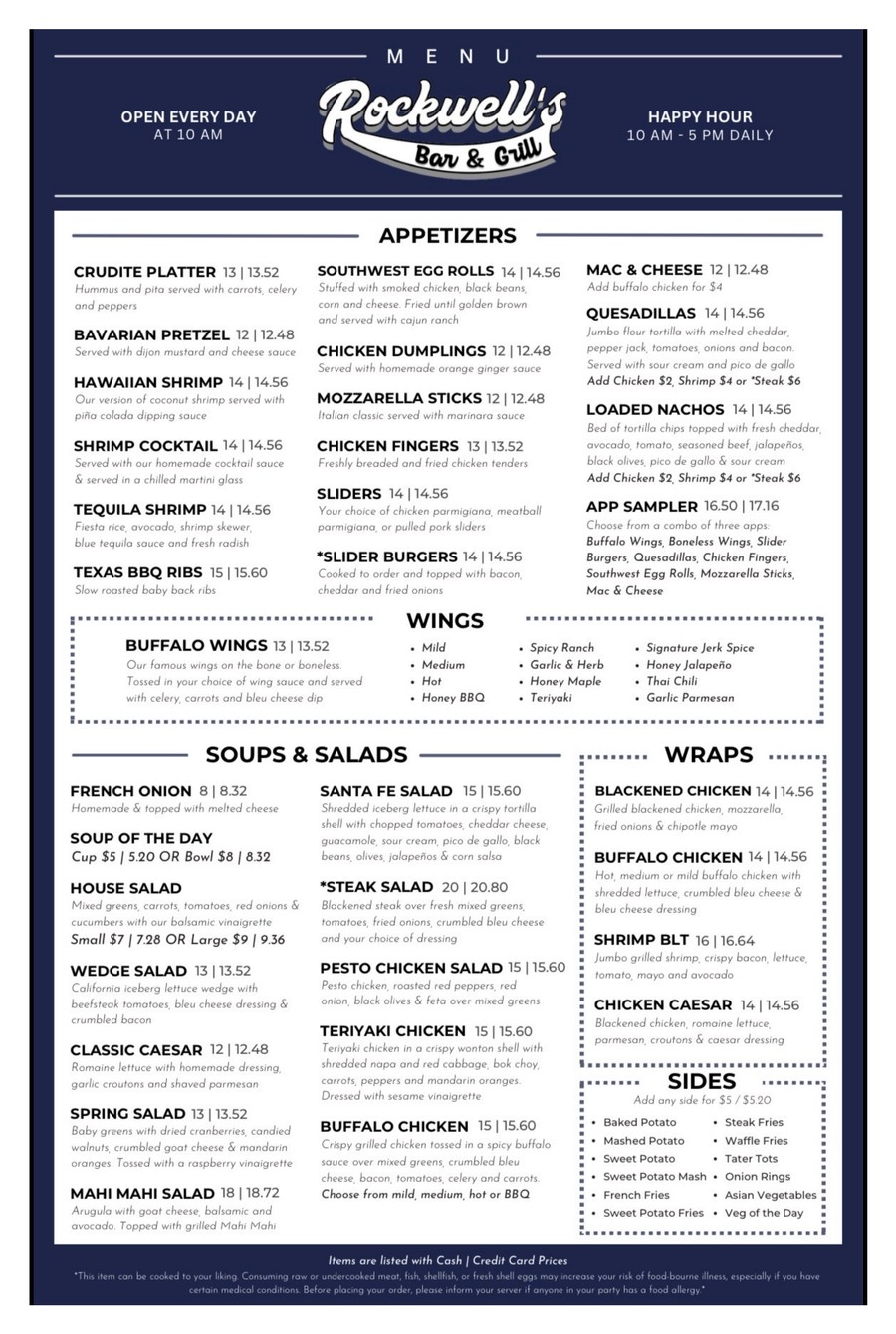 Printable Food Menu (PDF)