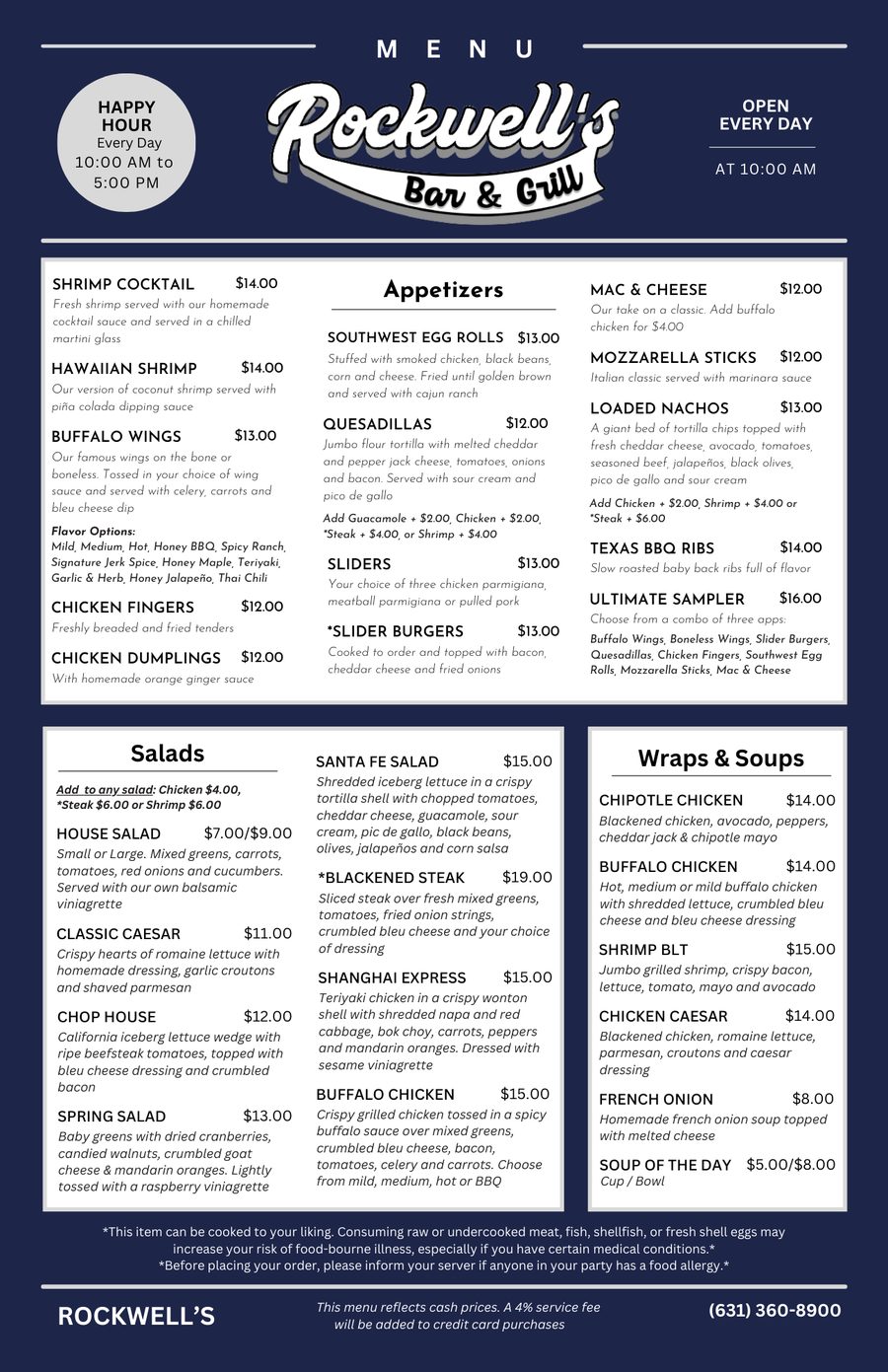Printable Food Menu (PDF)